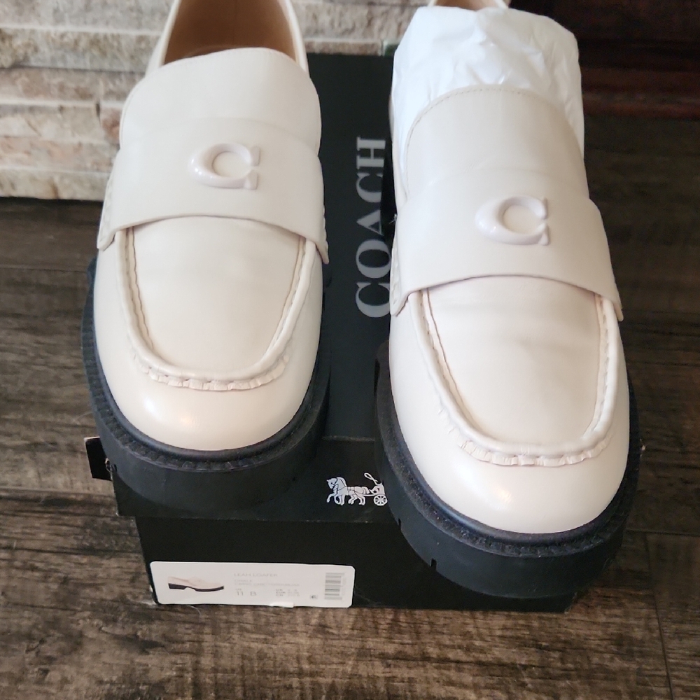 Coach Leah Chalk Leather Loafers